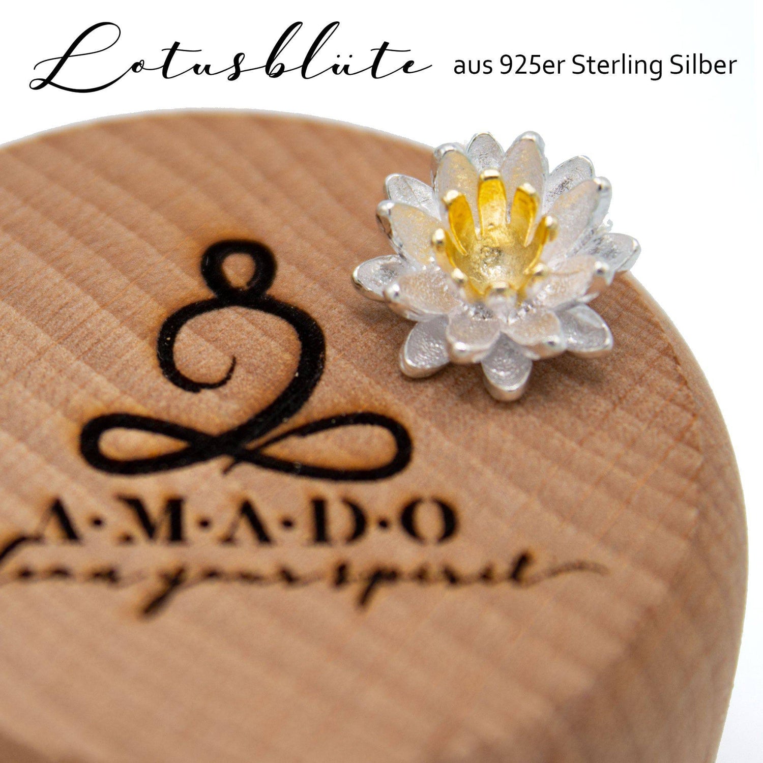 A.M.A.D.O Anhänger Lotusblüte mit Kette aus 925er Sterling Silber - AMADO-SelfCare
