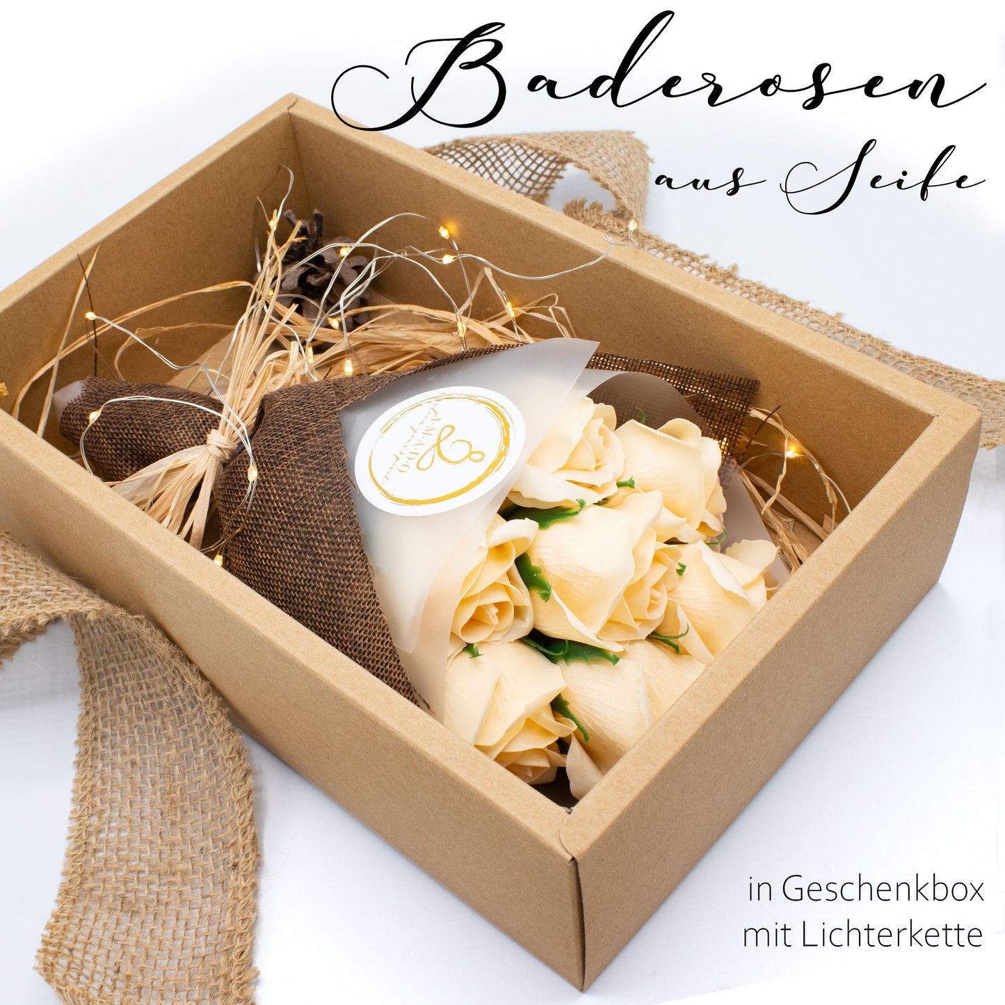 Baderosen · Seifenrosen · Außergewöhnliches Wellness Geschenk Set zu Muttertag · Hochzeitstag · Geburtstag - AMADO-SelfCare
