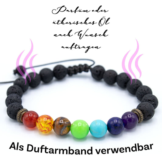 A.M.A.D.O Edelstein Armband Diffusor - 7 Chakra Perlen, verstellbares Webarmband - AMADO-SelfCare