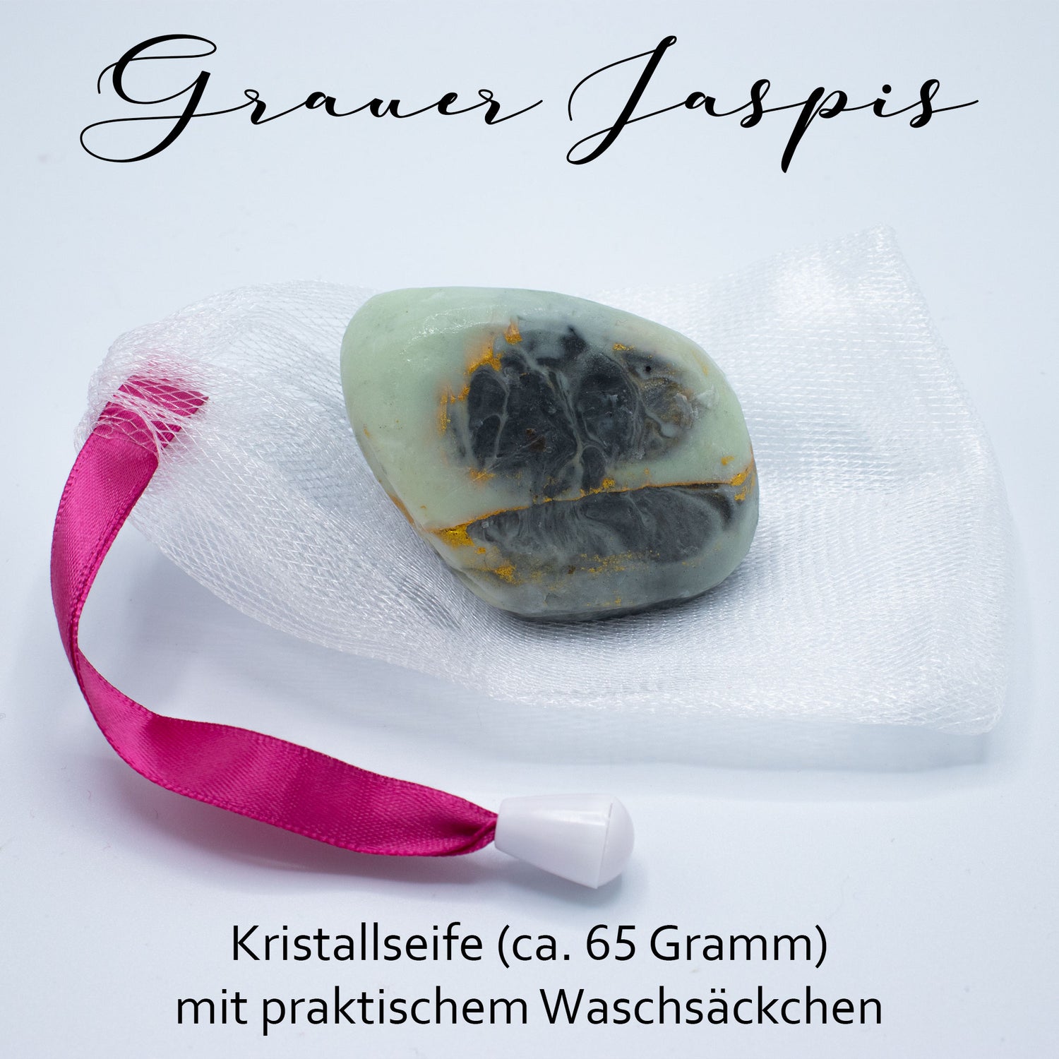 Diamantseife · Kristallseife · Grauer Jaspis mit dem Duft nach Vanille · Handmade mit ätherischen Ölen - AMADO-SelfCare